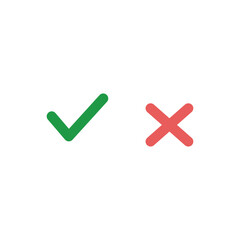 Check mark and cross icon. Checkmark and cross symbol illustration. Bright colored simple icon illustration. Application UI graphic design elements