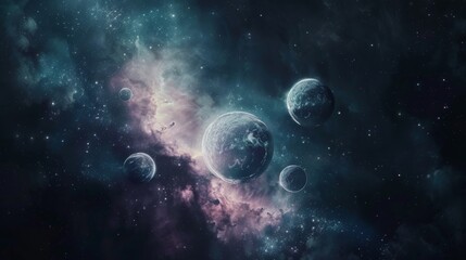 Fototapeta premium Mesmerizing Cosmic Landscape with Captivating Celestial Bodies and Ethereal Glow