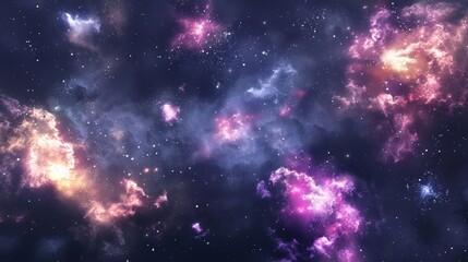 Obraz premium Mesmerizing Cosmic Realm of Swirling Nebulae and Glittering Stars in the Expansive Universe