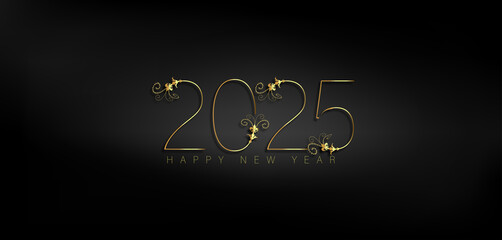 We Wish You A Happy New Year 2025 Gold Text And Beautiful Design