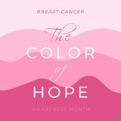 Pink card for breast cancer awareness month. Vector illustration, banner, background, social media post for women healthcare, support, help, hope, care,, prevention, attention concept, campaign.