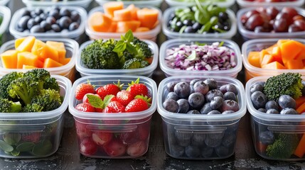 Assorted Fresh Vegetables and Ingredients in Bowls on Table generated with AI