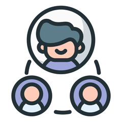 Business Team Leadership Vector Line Icon Symbol