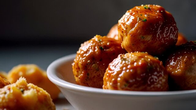 chicken meatballs on a bowl