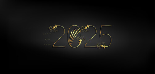 We Wish You A Happy New Year 2025 Gold Text And Beautiful Design