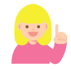指し示す笑顔の女性のイラスト