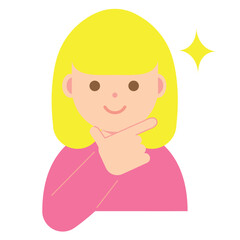 得意げな笑顔の女性のイラスト