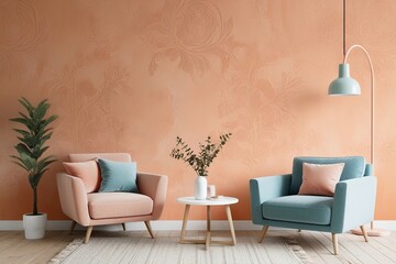 Peach Plaster Wall Background for Elegant Interiors with Soft Pastel Designs