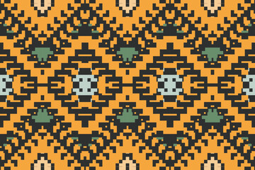 Folklore Ethnic Design Pattern Drawingfolk Embroidery, Aztec Geometric Ornament Print. Design for Carpet, Wallpaper, Clothing, Wrapping, Fabric