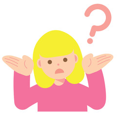 考える、疑問に思う、わからない女性のイラスト