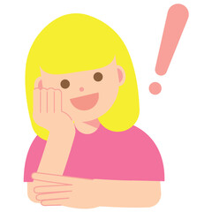 ひらめく、分かる、気づく笑顔の女性のイラスト