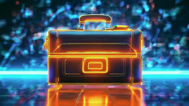 A glowing toolbox in a futuristic setting, emphasizing technology and design.