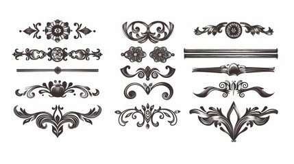 Ornate Decorative Flourish Patterns and Design Elements for Elegant Vintage and Classic