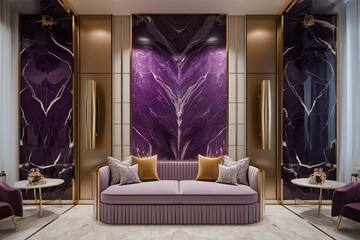 Lavish Purple Marble Wall Effects for Sophisticated Evening Decor