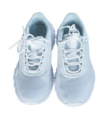 White sport running shoes or sneakers isolated on transparent background, PNG File