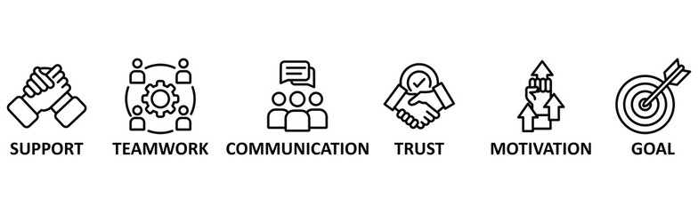 Collaboration banner web icon vector illustration concept with icon of teamwork, support, communication, trust, motivation,goal	
