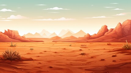 A Scenic Desert Landscape with Red Mountains and Sparse Vegetation