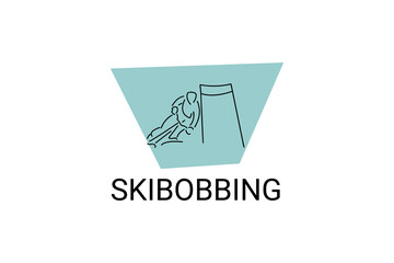 skibobbing sport vector line icon. sportman playing bike in winter. sport pictogram illustration.