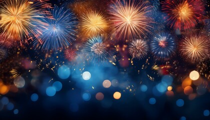 Fototapeta premium Fireworks light up the night sky.