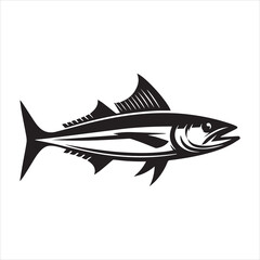 Bluefish Fish Vector illustration in black and white - Fish Clipart Design
