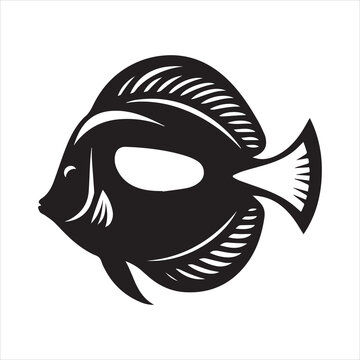 recommend clip art: Blue tang Fish Vector illustration in black and white - Fish Clipart Design