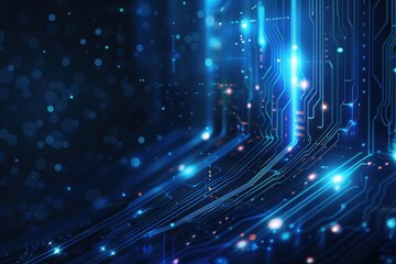 Obraz premium Futuristic Digital Network with Glowing Light Trails and Data Stream, Abstract Technology Background and Virtual Space for Digital Art Photography