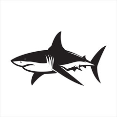Obraz premium shark Fish Vector illustration in black and white - Fish Clipart Design 