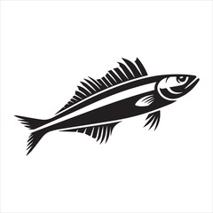 Obraz premium Haddock Fish Vector illustration in black and white - Fish Clipart Design 