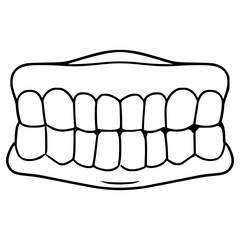 dentures illustration hand drawn outline vector