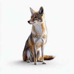 Fototapeta premium Koyram Jackal Sitting Against White Background