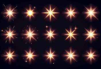 Capture the Magic of Light: Shimmering Stars & Radiant Bursts - Transform Your Templates with this Versatile Vector Flare & Glitter Kit