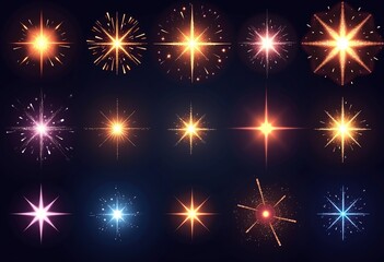 Stellar Design Elements: Blinking Lights & Glowing Sparkles - Your One-Stop Vector Pack for Creating Eye-Popping Posters & Captivating Brochures
