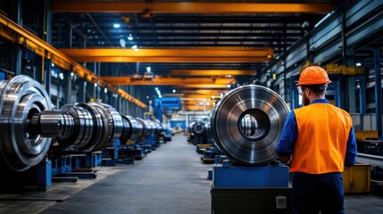 Fototapeta premium Industrial Workshop with Large Machinery and Equipment
