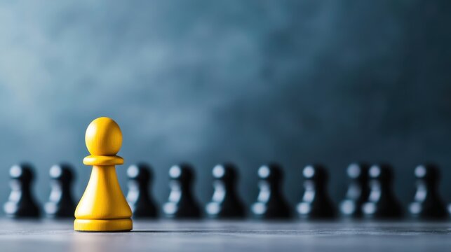 Yellow Pawn in Front of Black Pieces on a Chessboard