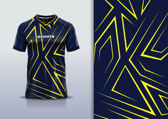 Sport jersey design template mockup sharp line for football soccer, running, esports,  yellow navy color