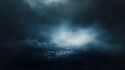 Obraz premium 5. A striking image of a dark, obsidian ground enshrouded in thick fog, where shadows play and the atmosphere feels thick with mystery and suspense