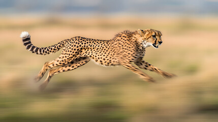 Cheetah Sprinting Across the Savannah Landscape