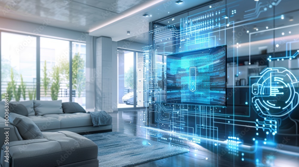 Poster advanced smart home with energy-efficient hvac system and modern design for consistent comfort