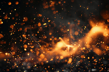 Obraz premium Abstract glittering fire particles and sparks over a dark background