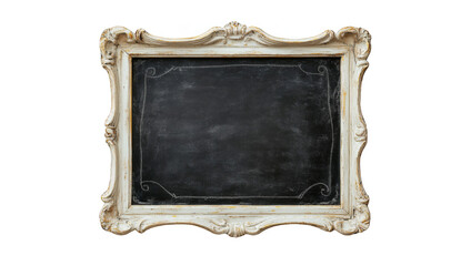 vintage chalkboard with light wooden frame isolated on white background 