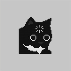 Fototapeta premium Confused cat, cat meme pixel art