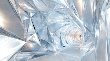 Obraz premium Crystalline Tunnel with Bright Facets and Cold Gradient