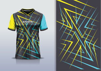 Sport jersey design template mockup sharp line for football soccer, running, esports, black yellow blue color © Nimpuna O