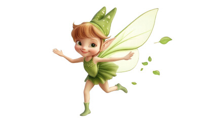 Fototapeta premium cute cartoon elf with wings isolated on white background