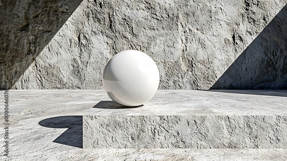Poster a single white egg sits on a concrete platform, its shadow creating a stark minimalist design.