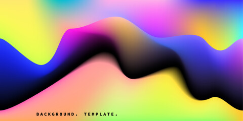Wavy gradient mesh colorful background. Smooth color gradation backdrop. Blurred modern graphic element. Suitable for artistic poster illustration, banner, or cover.