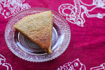 chocolate pizza bread on a glass plate