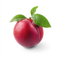 Fresh Peach on a White Background in Raw Style