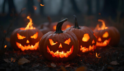 some of the pumpkins were seen lighting up to appear strange and scary faces