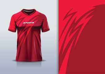 Sport jersey design template mockup curve line for football soccer, running, esports, red maroon color